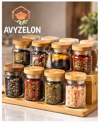 AVYZELON Glass Spice Jar Set