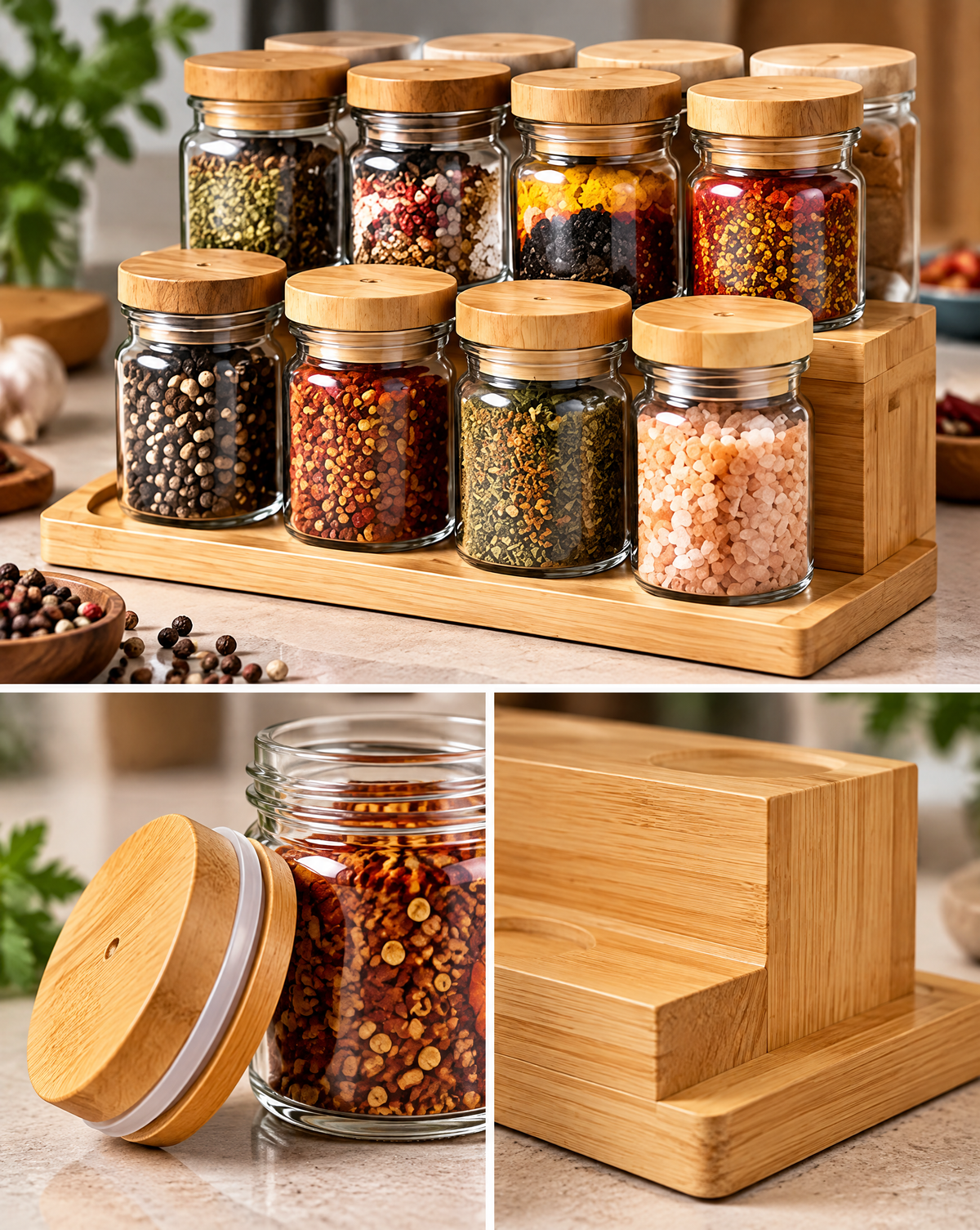 AVYZELON Glass Spice Jar Set
