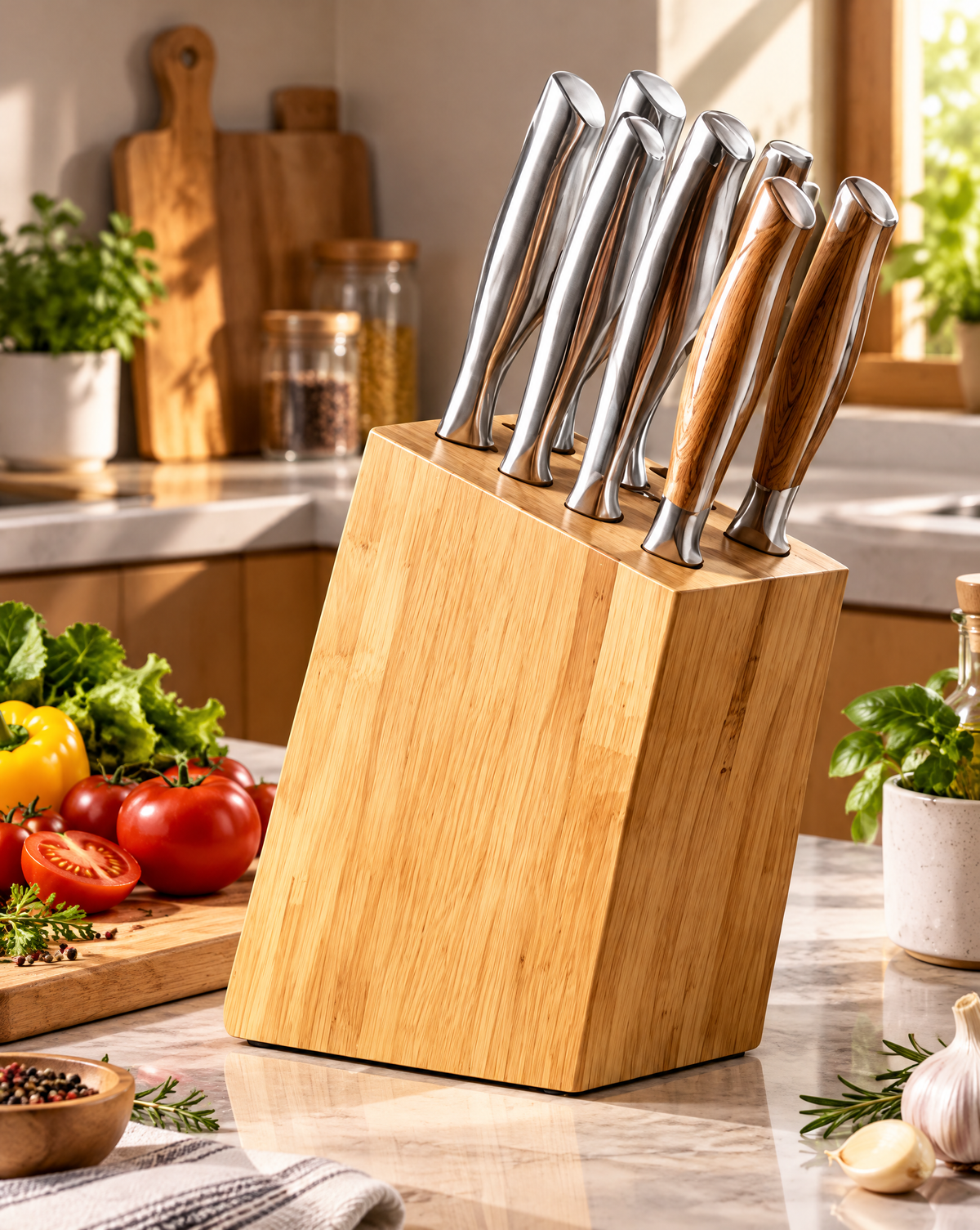 AVYZELON Wooden Knife Block