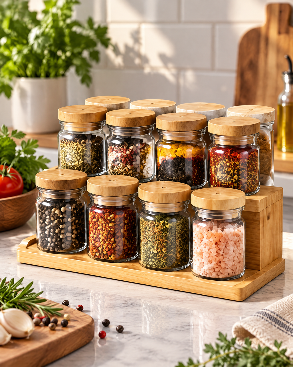 AVYZELON Glass Spice Jar Set